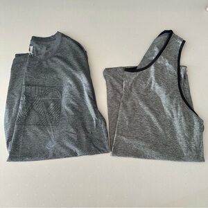 Vuori Bundle Athletic Graphic Shirt & Tank Top Heathered Grey/Black Mens Large